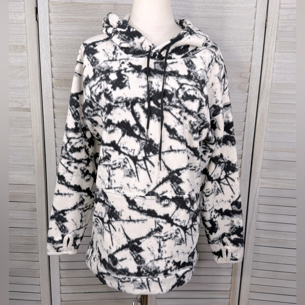 ZELLA Cozy Up Polar Fleece Pullover Hoodie Black & White-XS